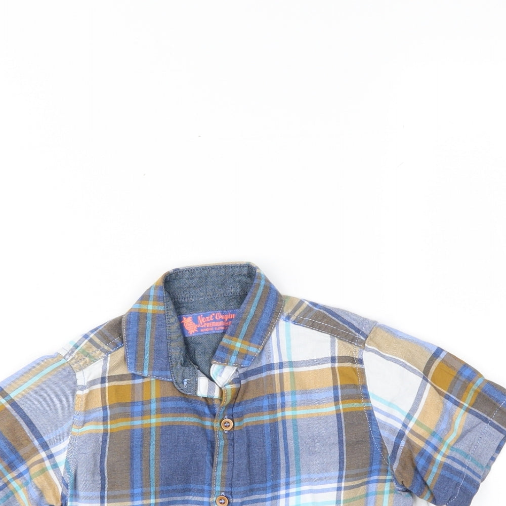 NEXT Boys Blue Plaid  Basic Button-Up Size 4 Years