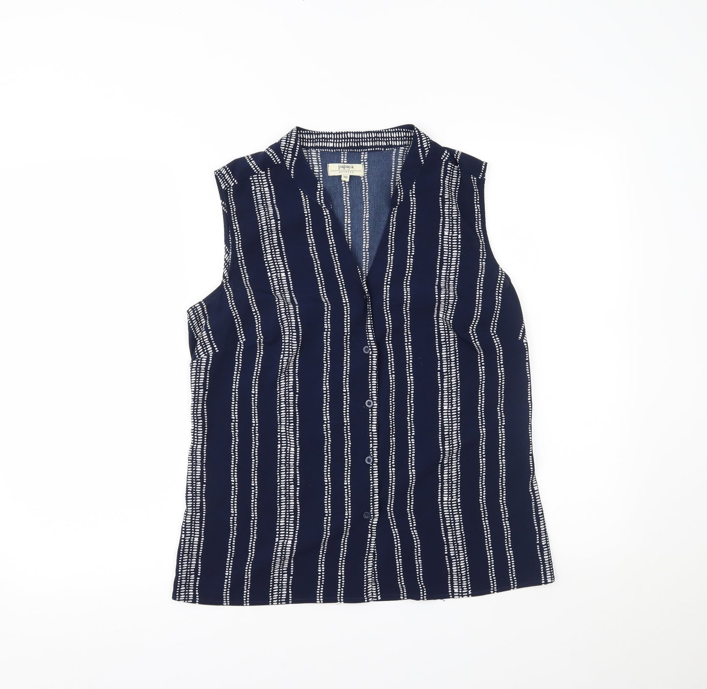 Papaya Womens Blue Striped  Basic Blouse Size 10