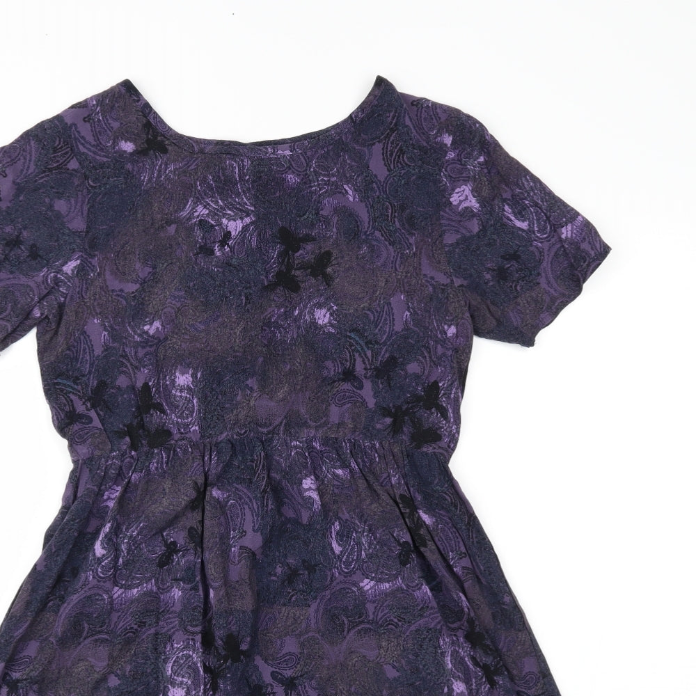Firetrap Womens Purple Paisley  Fit & Flare  Size 8