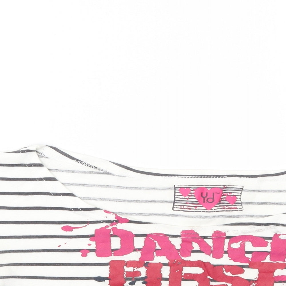 Primark Girls Multicoloured Striped  Cropped T-Shirt Size 11-12 Years