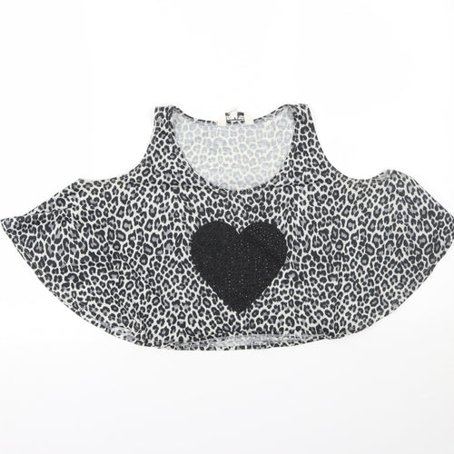 New Look Girls Grey Animal Print  Cropped Tank Size 12-13 Years