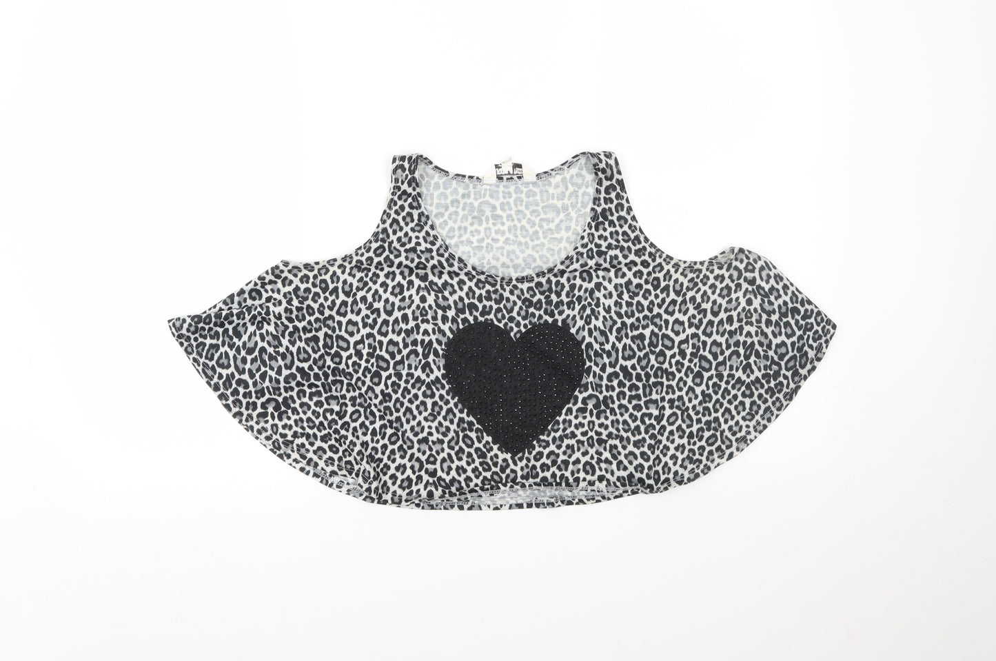 New Look Girls Grey Animal Print  Cropped Tank Size 12-13 Years