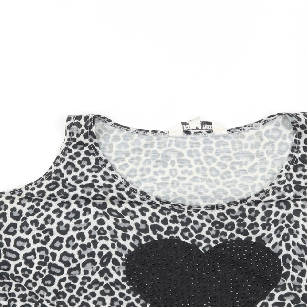 New Look Girls Grey Animal Print  Cropped Tank Size 12-13 Years