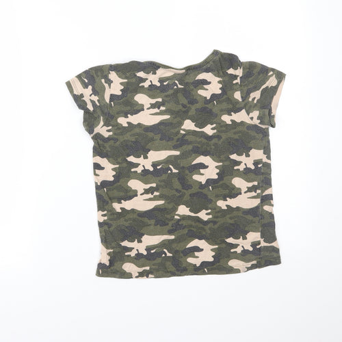 Primark Girls Green Camouflage  Basic T-Shirt Size 9-10 Years