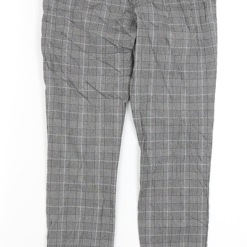 Pimkie Womens Grey Plaid  Capri Trousers Size 10 L28 in