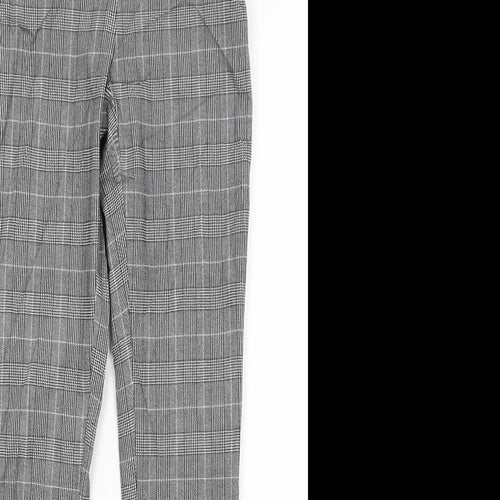 Pimkie Womens Grey Plaid  Capri Trousers Size 10 L28 in
