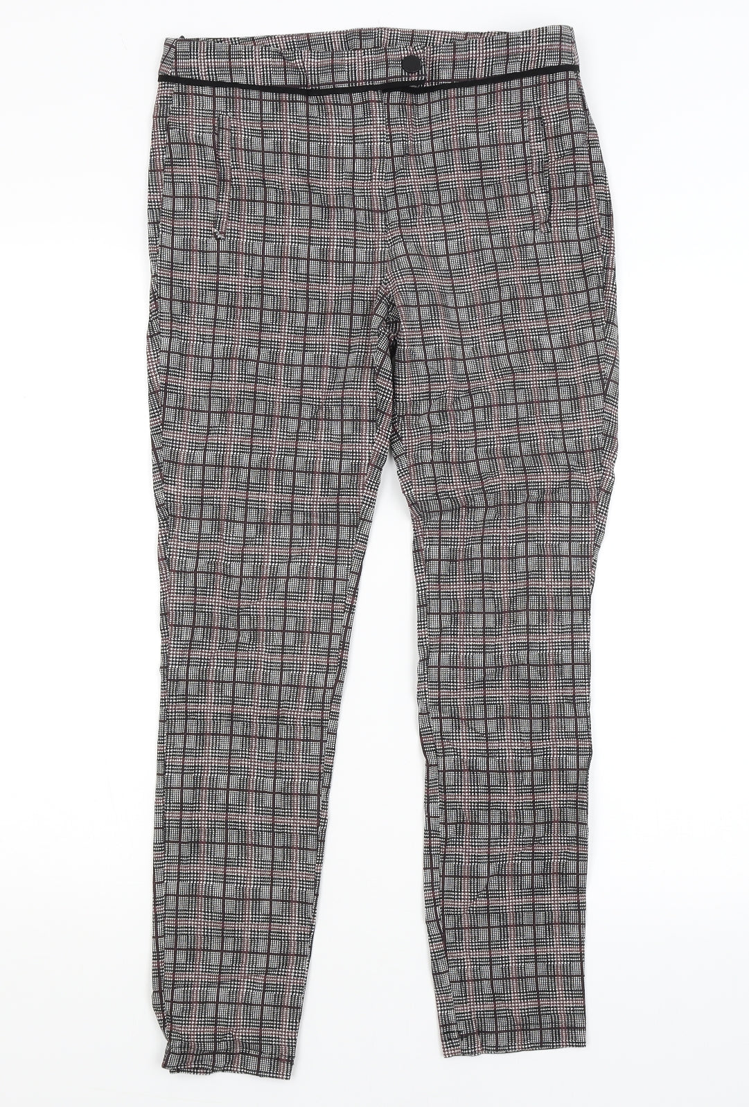 Dorothy Perkins Womens Grey Plaid  Trousers  Size 10 L27 in