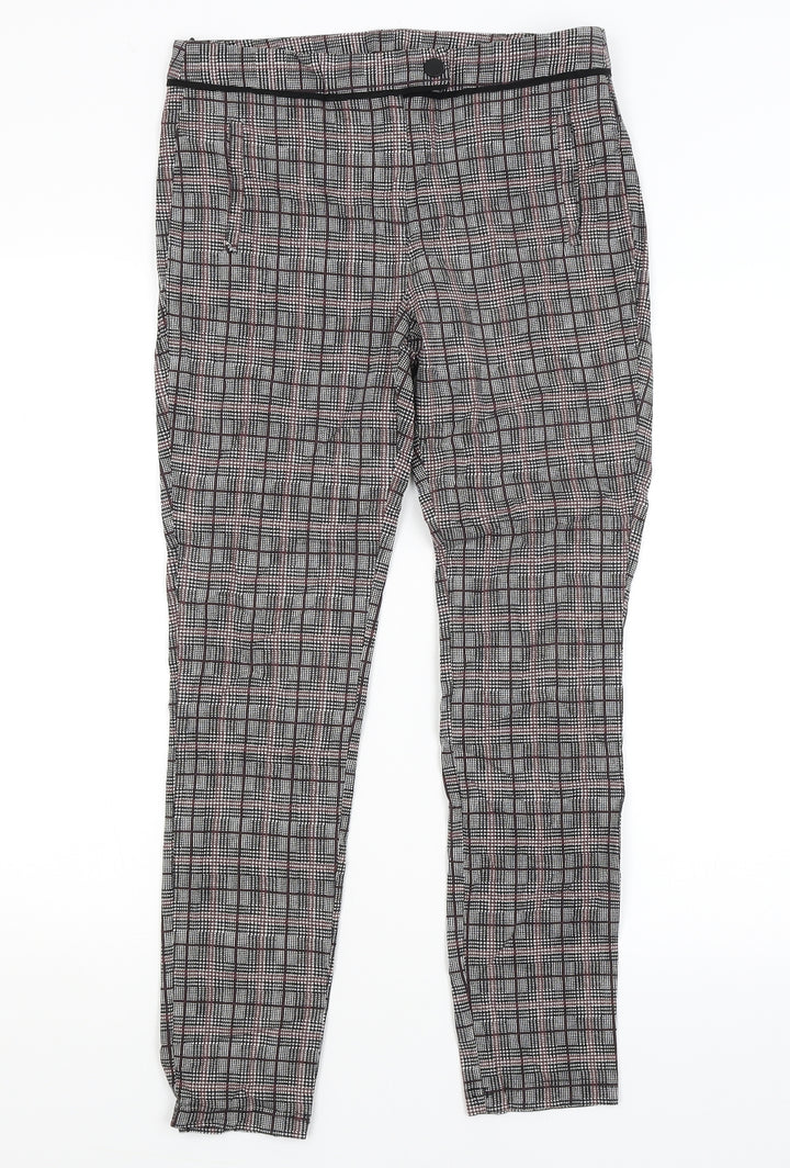 Dorothy Perkins Womens Grey Plaid  Trousers  Size 10 L27 in