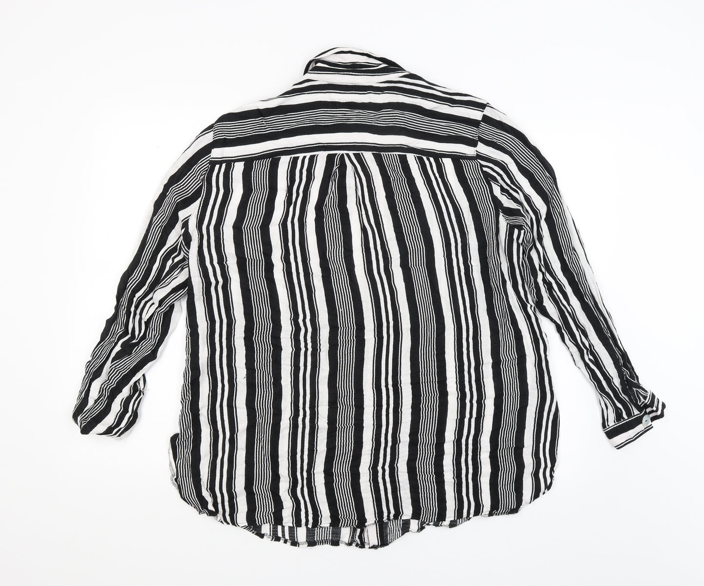 Bonmarche Womens Black Striped  Basic Button-Up Size 18