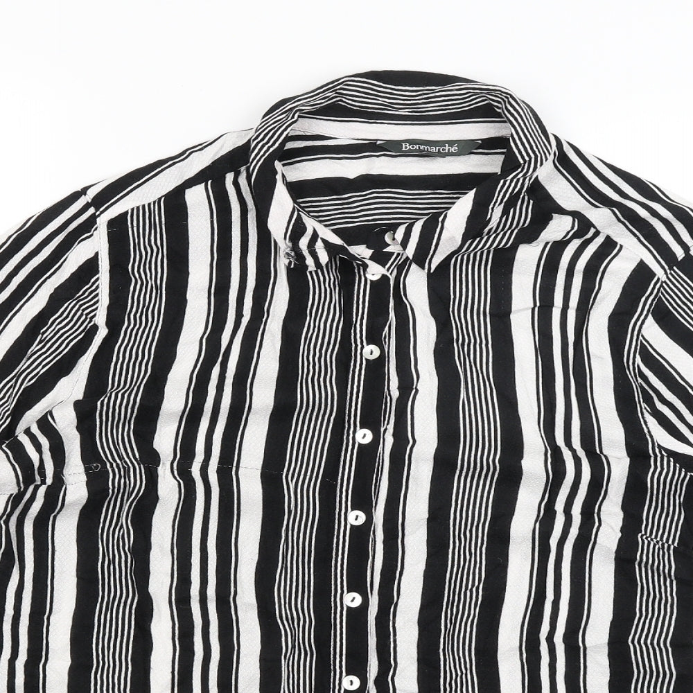Bonmarche Womens Black Striped  Basic Button-Up Size 18