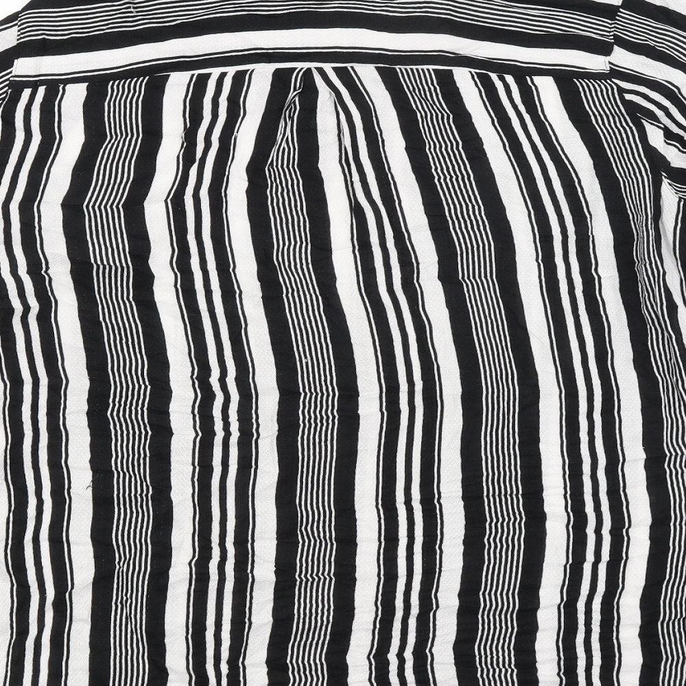 Bonmarche Womens Black Striped  Basic Button-Up Size 18