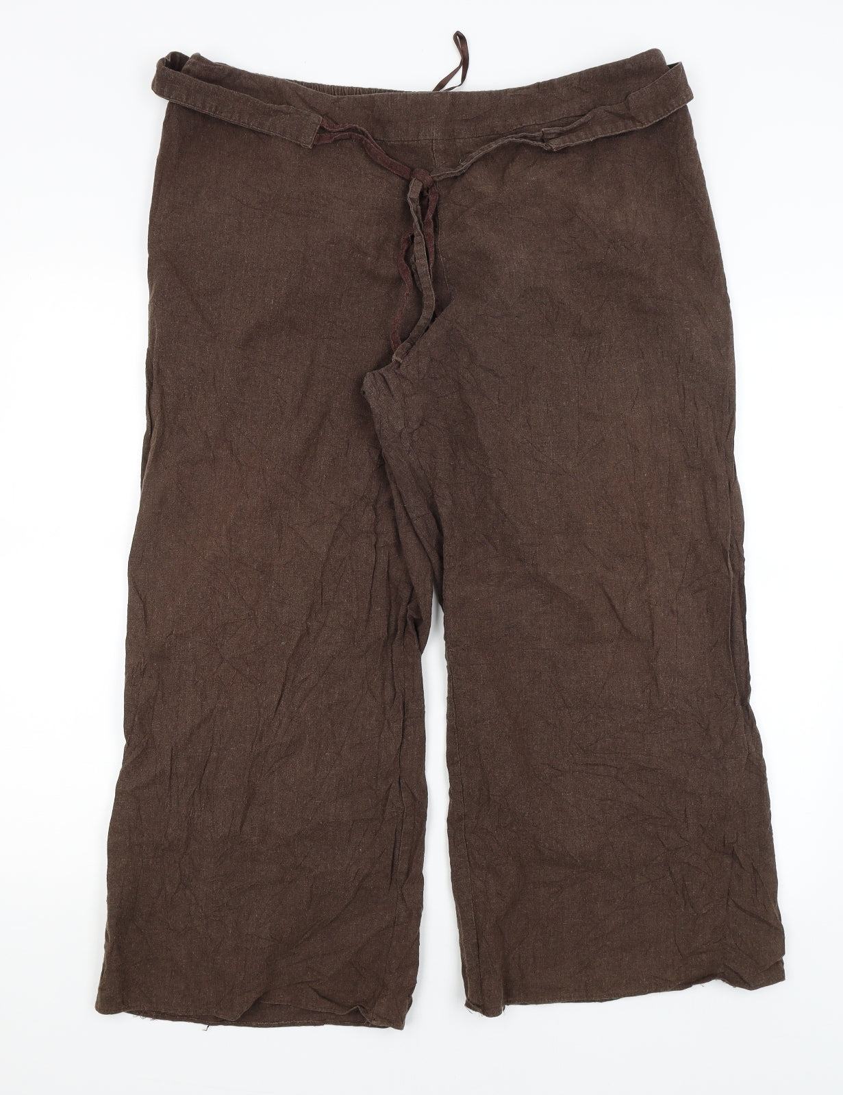 Evans Womens Brown   Cropped Trousers Size 22 L23.5 in