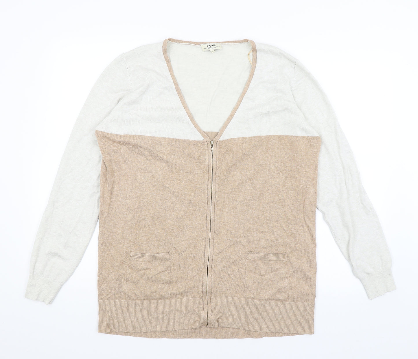 Papaya Womens Brown   Full Zip Jumper Size 18