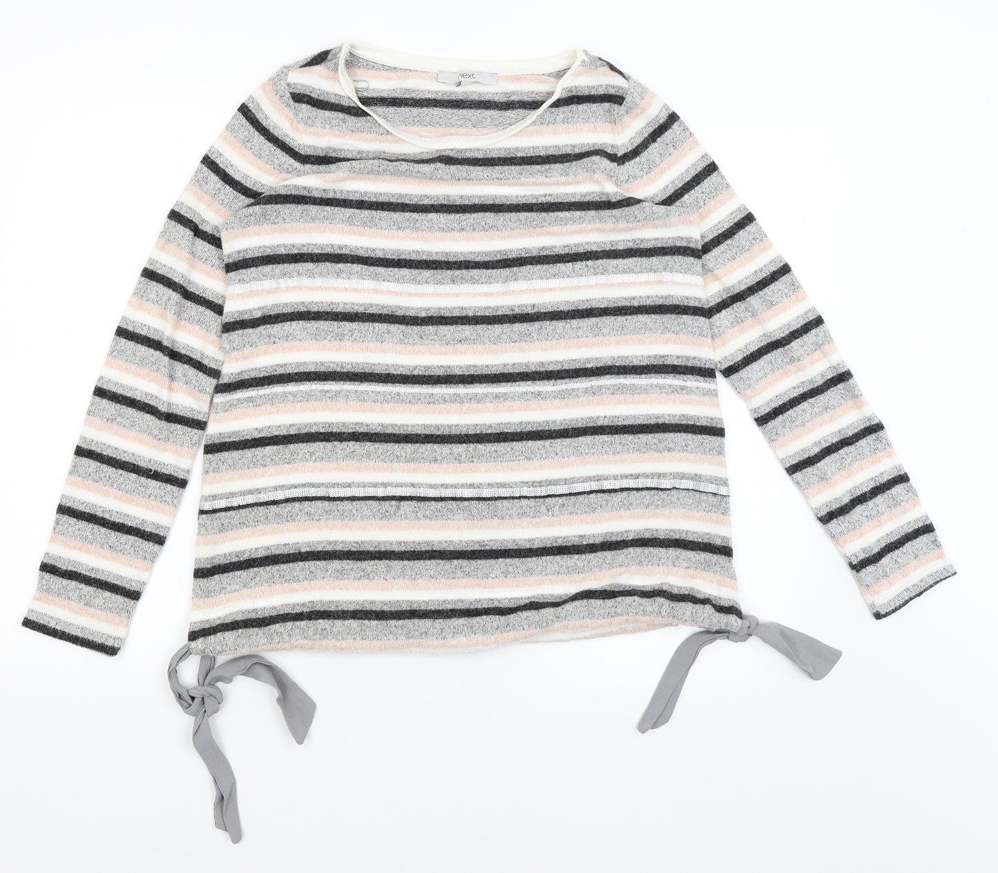 NEXT Womens Grey Striped  Pullover Jumper Size 10