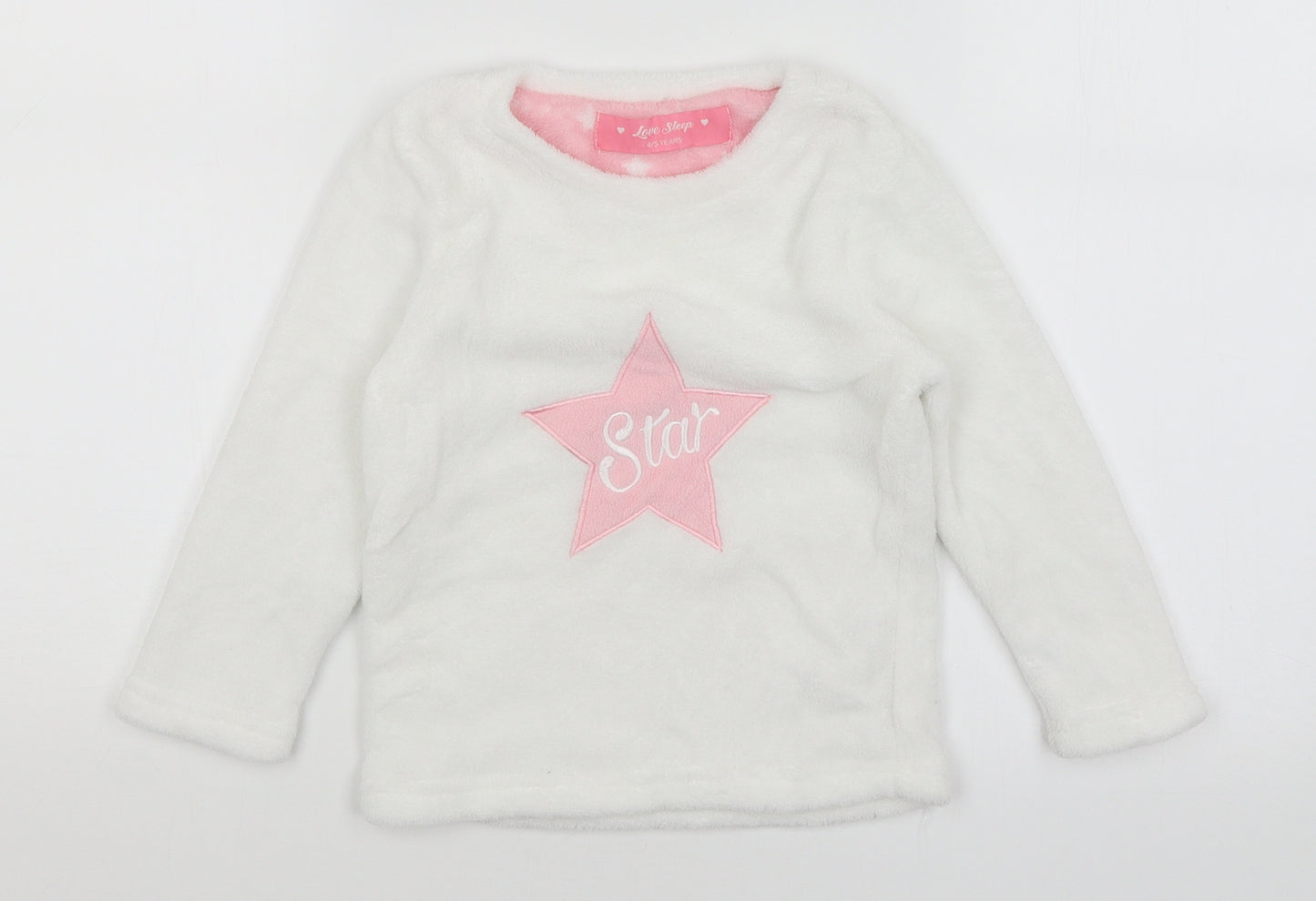 Love Sleep Girls White Solid  Top Pyjama Top Size 4-5 Years  - Star