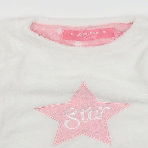 Love Sleep Girls White Solid  Top Pyjama Top Size 4-5 Years  - Star