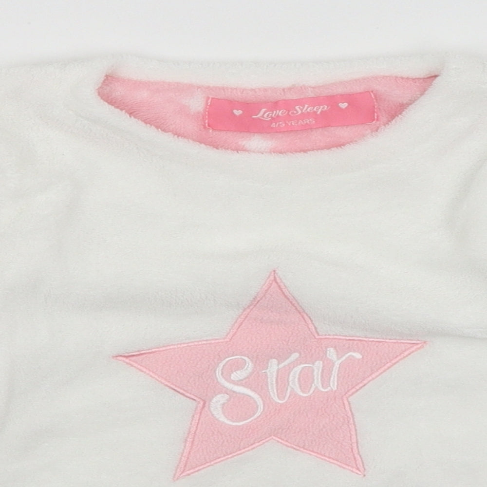 Love Sleep Girls White Solid  Top Pyjama Top Size 4-5 Years  - Star