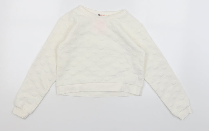 H&M Girls White   Pullover Jumper Size 9-10 Years