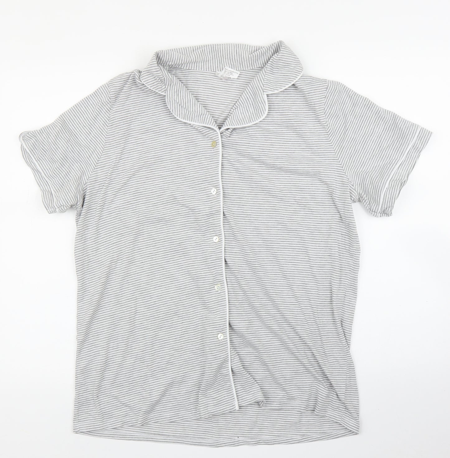 Preworn Womens Grey Striped  Basic Blouse Size L