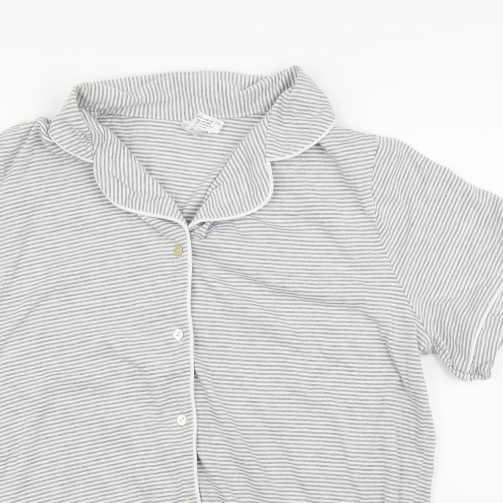 Preworn Womens Grey Striped  Basic Blouse Size L