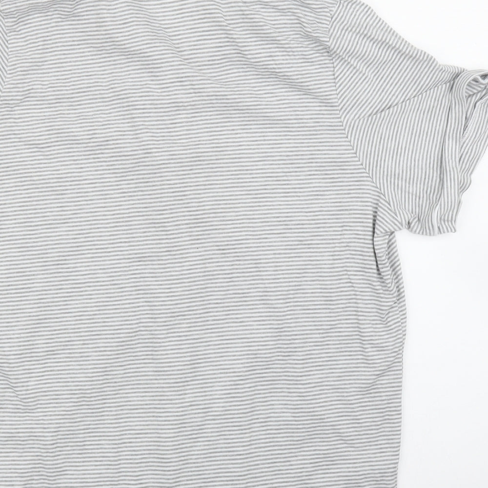 Preworn Womens Grey Striped  Basic Blouse Size L