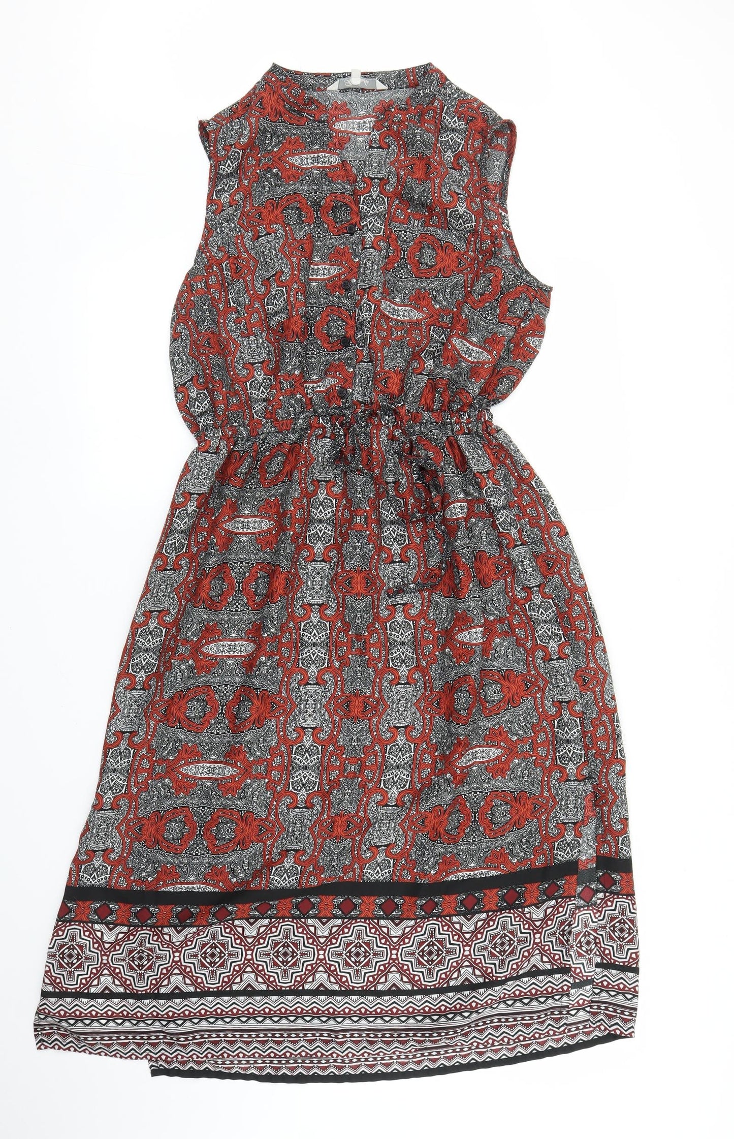 Peacocks Womens Red Geometric  Skater Dress  Size 12