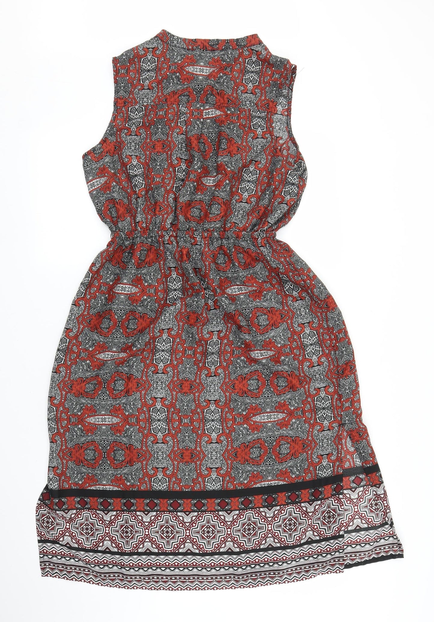Peacocks Womens Red Geometric  Skater Dress  Size 12