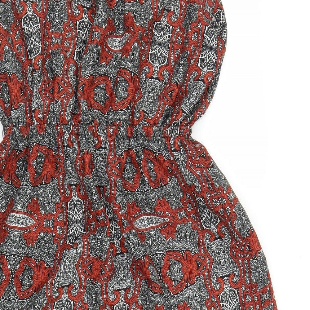 Peacocks Womens Red Geometric  Skater Dress  Size 12