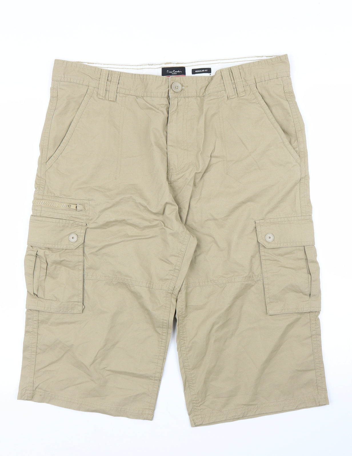 Pierre Cardin Mens Beige   Cargo Shorts Size 34 in