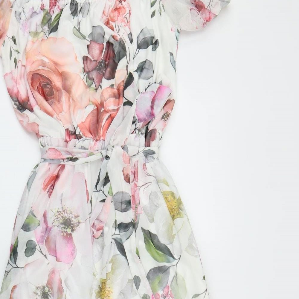 Lipsy Womens White Floral  A-Line  Size 12