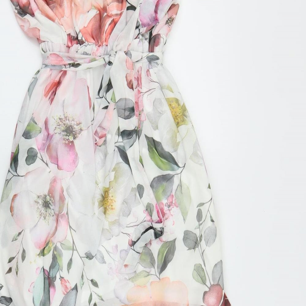 Lipsy Womens White Floral  A-Line  Size 12