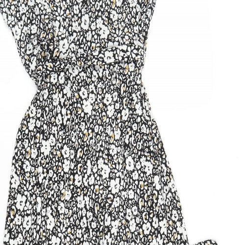TU Womens Black Floral  Jumpsuit One-Piece Size 14