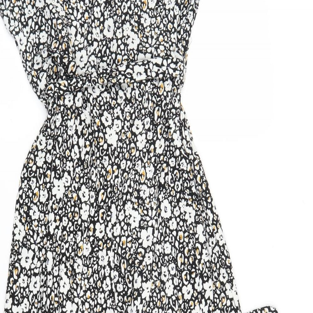 TU Womens Black Floral  Jumpsuit One-Piece Size 14