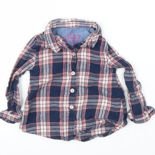 Primark Girls Blue Plaid  Basic Button-Up Size 3-6 Months