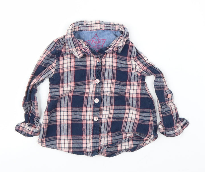 Primark Girls Blue Plaid Basic Button-Up Size 3-6 Months