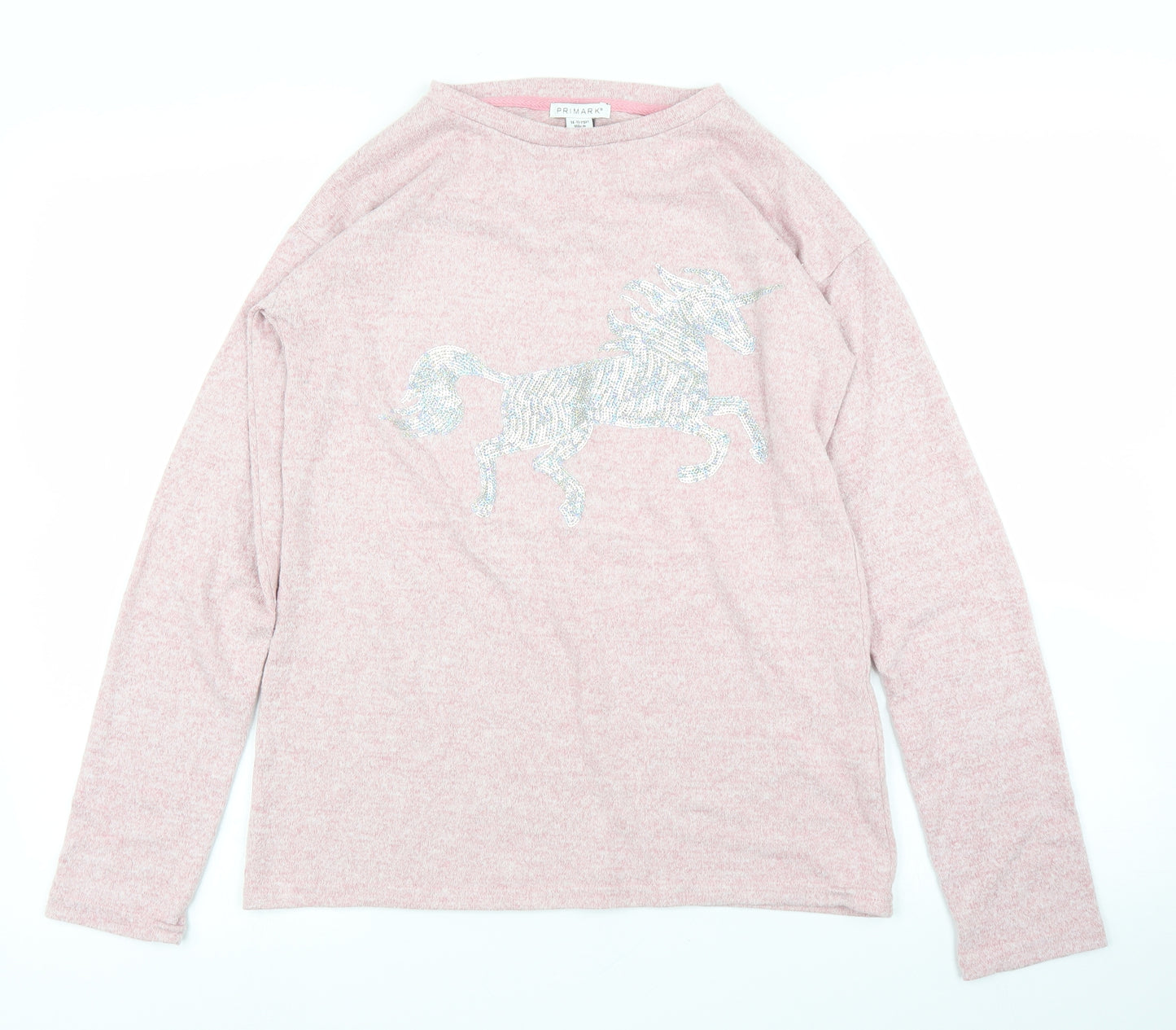 Primark Girls Pink   Pullover Jumper Size 14-15 Years  - Unicorn