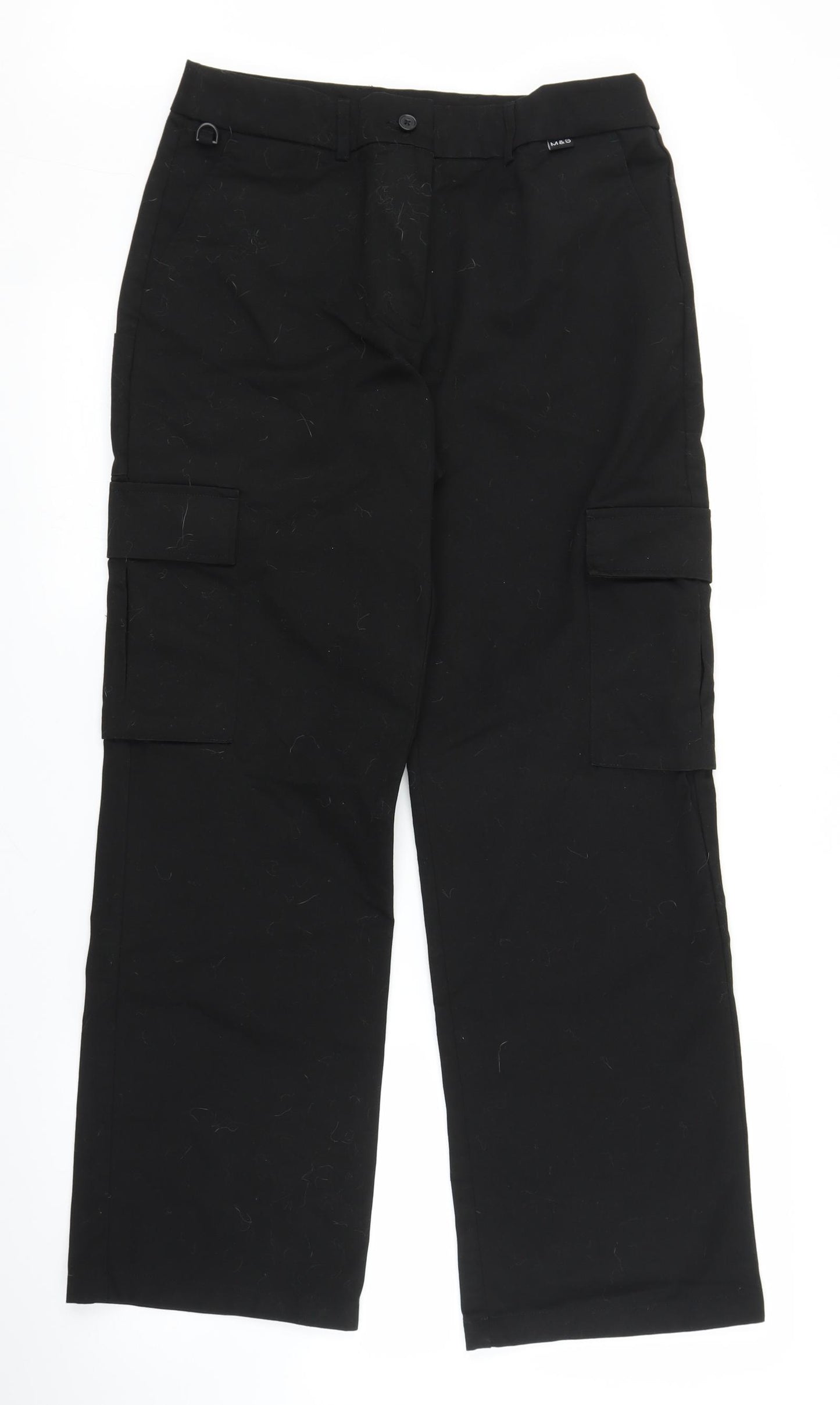 M&S Womens Black   Cargo Trousers Size 12 L27 in