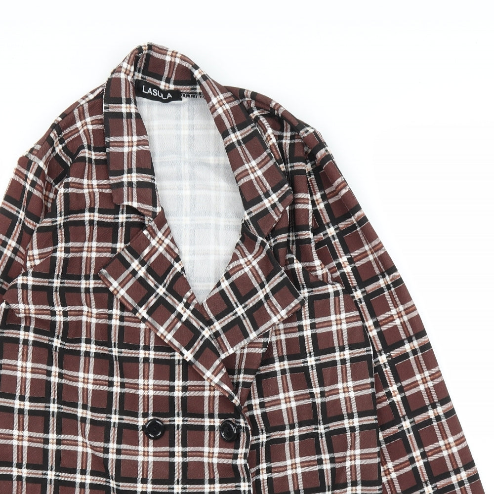 Lasula Womens Brown Plaid  Cardigan Jumper Size 12  - Jacket