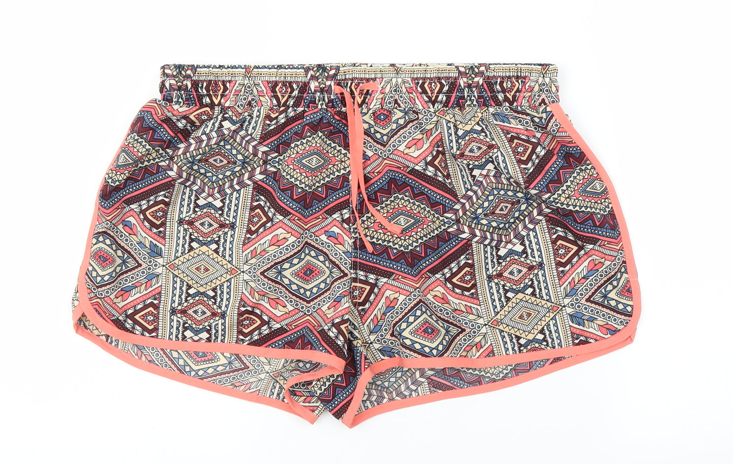 Primark Womens Pink Geometric  Cut-Off Shorts Size 12