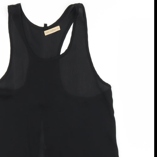 Only Fashion Womens Black   Basic Blouse Size L  - Split down back
