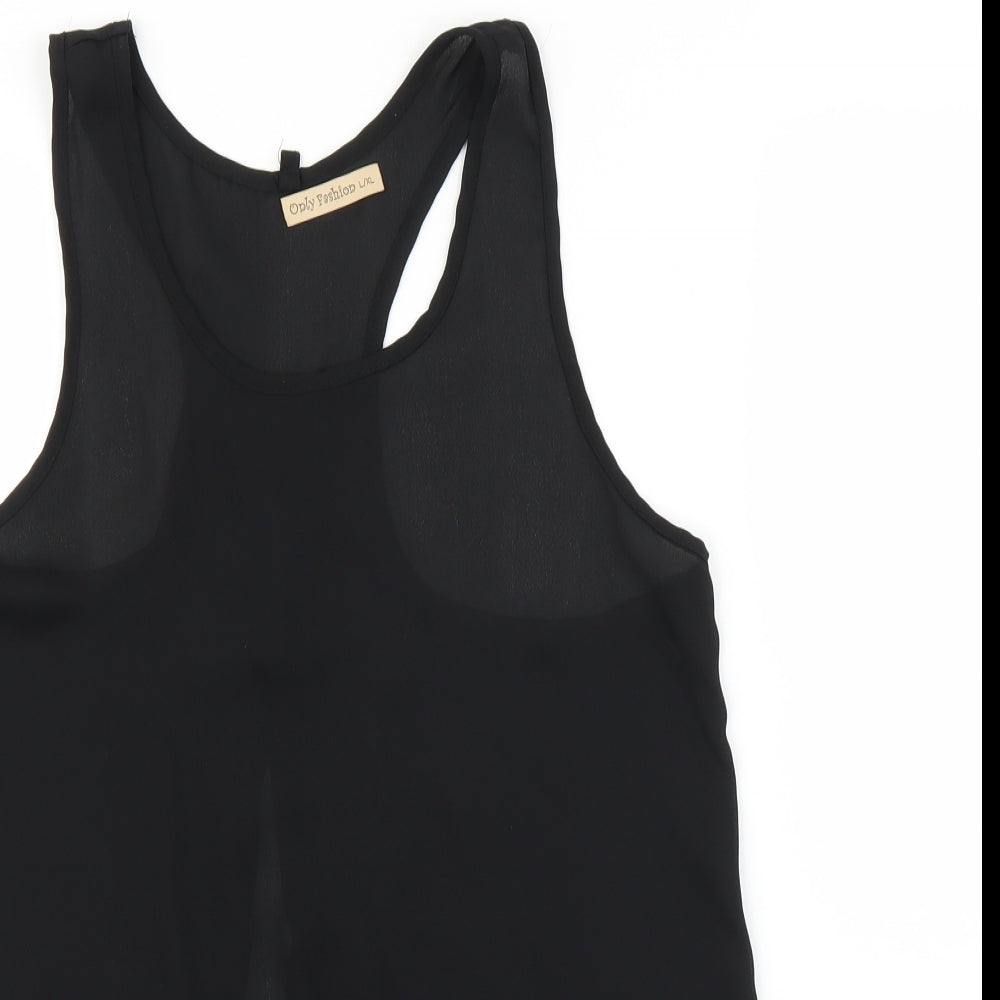 Only Fashion Womens Black   Basic Blouse Size L  - Split down back