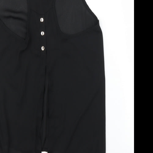 Only Fashion Womens Black   Basic Blouse Size L  - Split down back