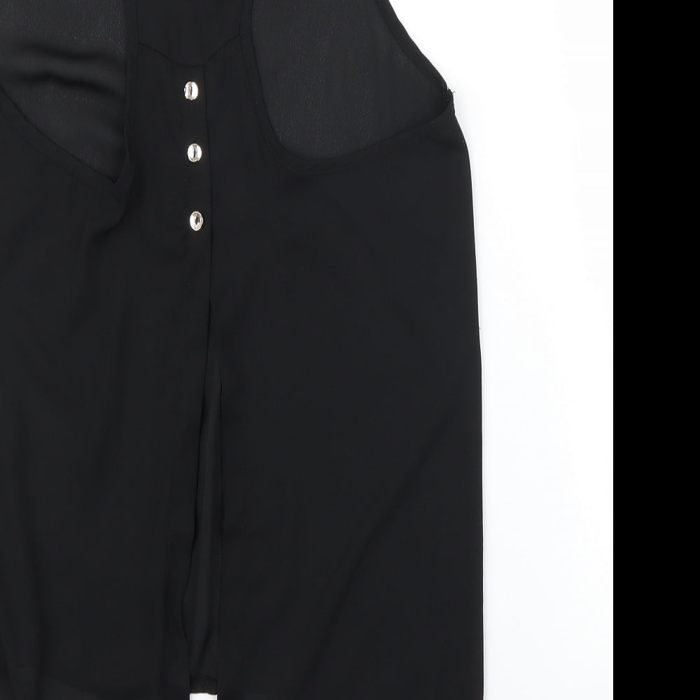 Only Fashion Womens Black   Basic Blouse Size L  - Split down back