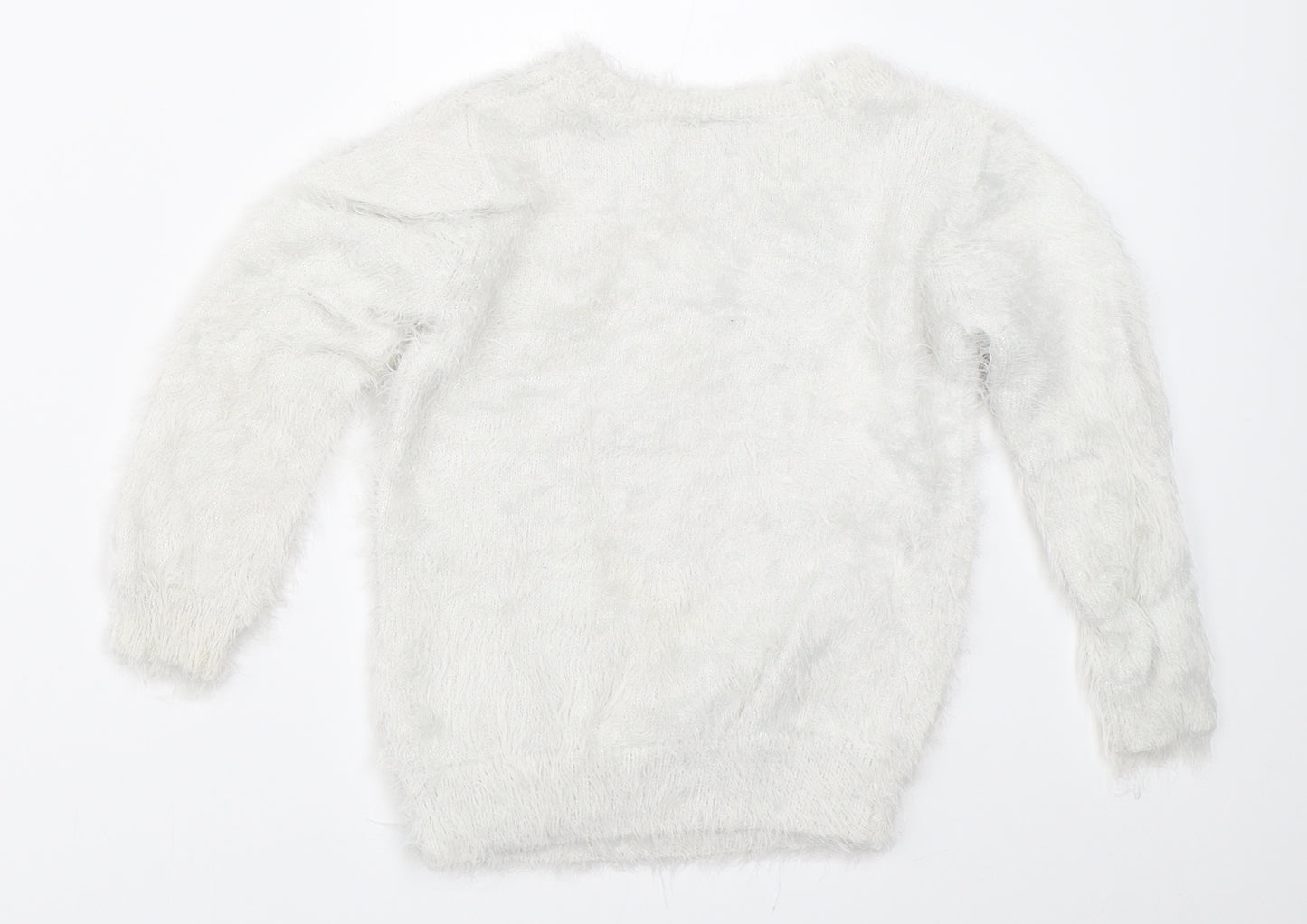 TU Girls White   Pullover Jumper Size 7 Years  - christmas jumper