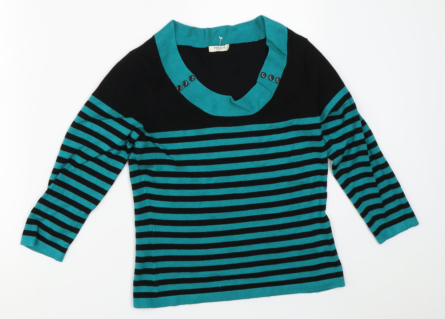 Precis Womens Blue Striped  Pullover Jumper Size XS