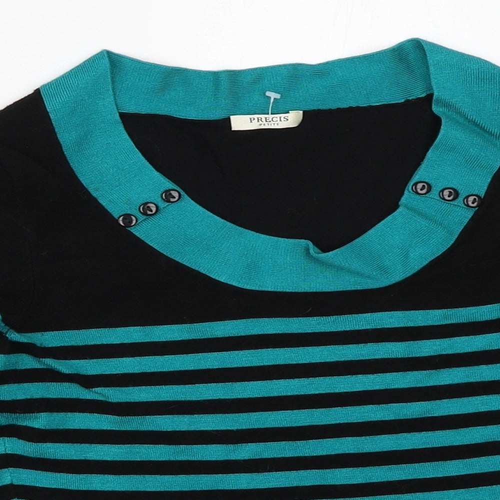 Precis Womens Blue Striped  Pullover Jumper Size XS