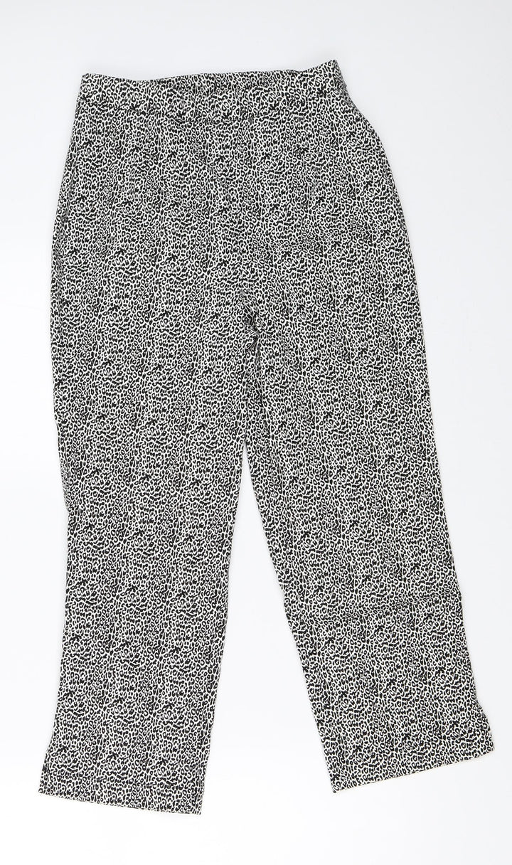 Julipa Womens White Animal Print Cropped Trousers Size 10 L21 in