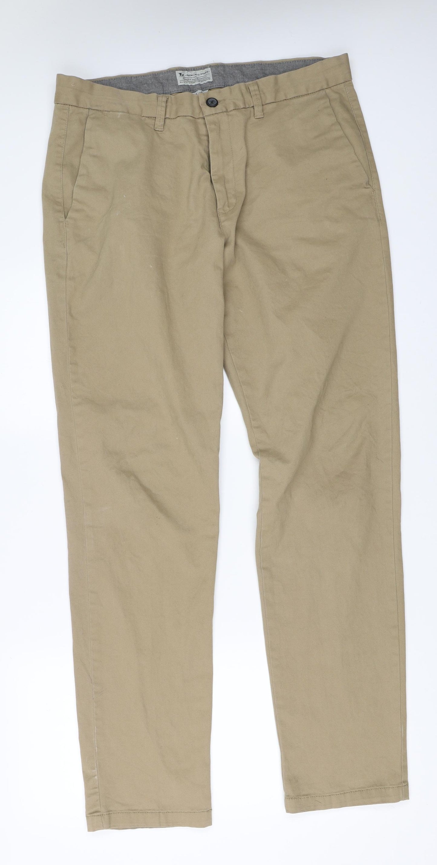 TU Mens Beige   Chino Trousers Size 34 in L34 in