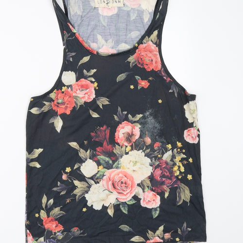 LDN DNM Womens Black Floral  Basic Tank Size XS