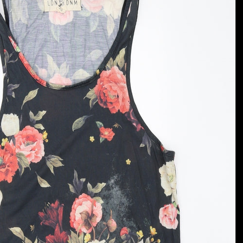 LDN DNM Womens Black Floral  Basic Tank Size XS